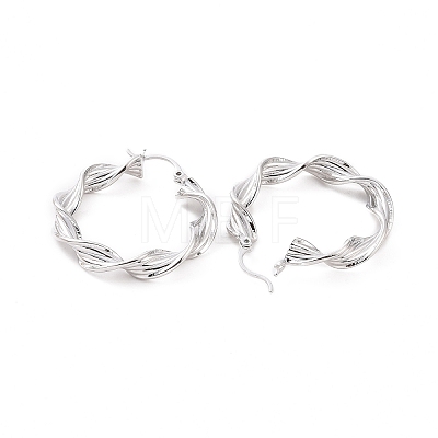 Brass Twist Rope Shape Hoop Earrings for Women EJEW-F303-08P-1