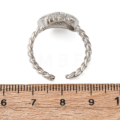 Brass Micro Pave Cubic Zirconia Adjustable Open Cuff Rings for Women RJEW-A072-01A-P-1