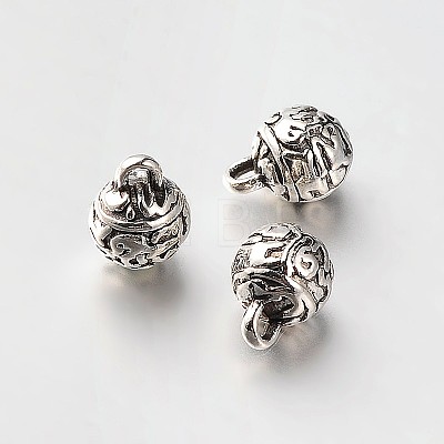 Carved Tibetan Style Alloy Round Charms PALLOY-N0115-08AS-1