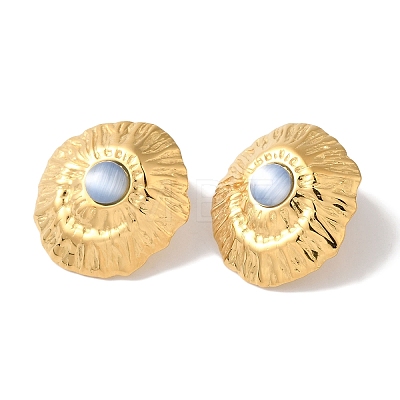 Golden Ion Plating(IP) 304 Stainless Steel Stud Earrings for Women EJEW-L287-053G-01-1