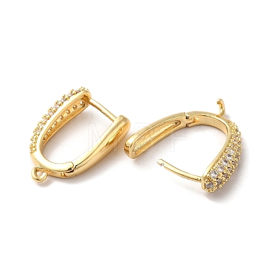 Brass Micro Pave Clear Cubic Zirconia Hoop Earring Findings ZIRC-Q201-16G-1