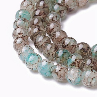 Spray Painted Glass Beads Strands X-GLAA-A038-C-48-1