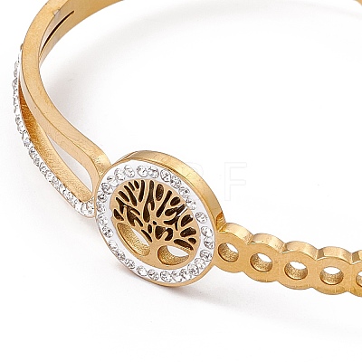 Tree of Life Crystal Rhinestone Hinged Bangle BJEW-F439-03G-1