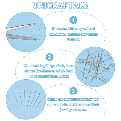 Unicraftale 400Pcs 2 Colors 304 Stainless Steel Eye Pins STAS-UN0054-77-1