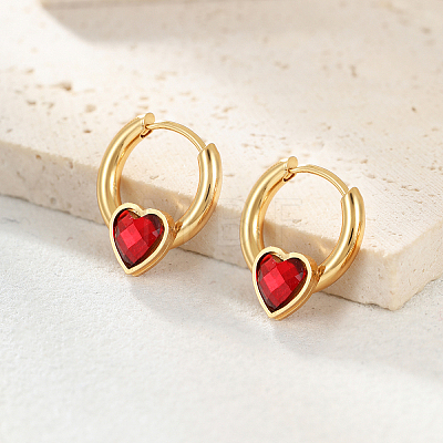 Sweet and Stylish Classic Heart Stainless Steel Hoop Earrings CI7113-1