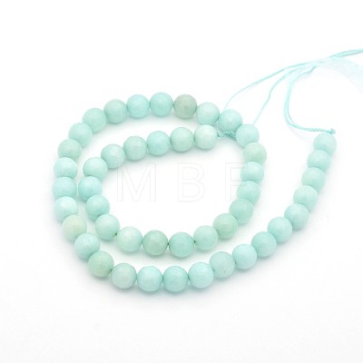 Dyed Faceted Round Natural Amazonite Beads Strands G-E302-095-8mm-1