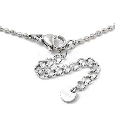 304 Stainless Steel Cubic Zirconia Teardrop & Flat Round Bib Ball Chain Necklaces for Women NJEW-F328-11P-07-1