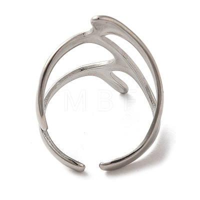 304 Stainless Steel Open Cuff Ring RJEW-C068-05A-P-1