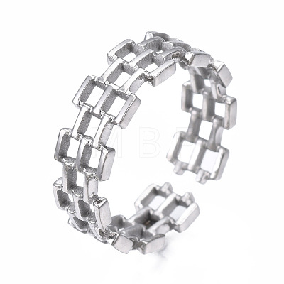 Non-Tarnish 304 Stainless Steel Square Open Cuff Ring RJEW-T023-15P-1