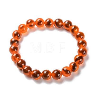 Unisex Natural Sugar Heart Agate Beaded Stretch Bracelets BJEW-K097-01A-03-1