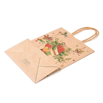 Christmas Theme Printed Kraft Paper Bags with Handles ABAG-M008-08B-1