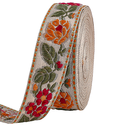 Vintage Jacquard Polyester Ribbon OCOR-WH0082-533B-1