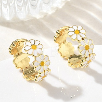Brass Enamel Hoop Earrings for Women EJEW-A167-27A-01-1