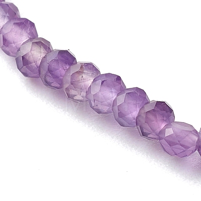 Faceted Rondelle Natural Amethyst Beads Stretch Bracelets BJEW-JB06383-02-1