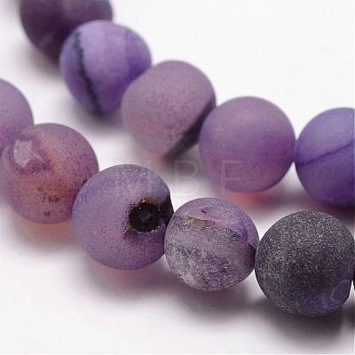 Natural Druzy Geode Agate Bead Strands G-K166-09-8mm-07-1