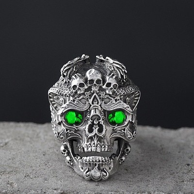 Alloy Rhinestone Adjustable Statement Cuff Open Rings for Men FS-WG8D7BC-04-1