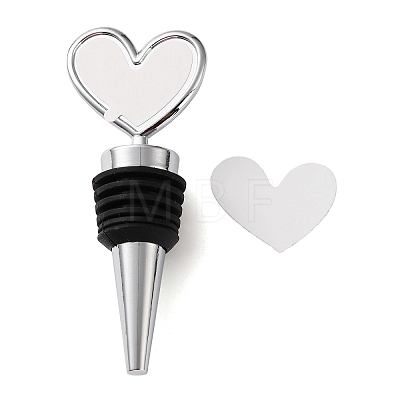 Alloy Heart Shaped Sublimation Blank Wine Bottle Stopper DIY-T077-04-1
