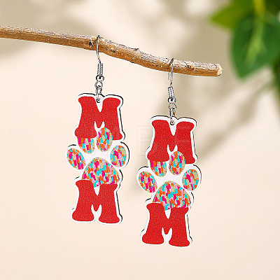 Mother's Day Wood Dangle Earrings FS-WG7FF6E-02-1