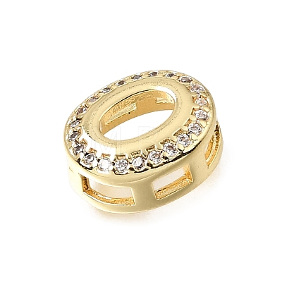 Brass Micro Pave Clear Cubic Zirconia Initial Spacer Bars KK-E802-34G-O-1