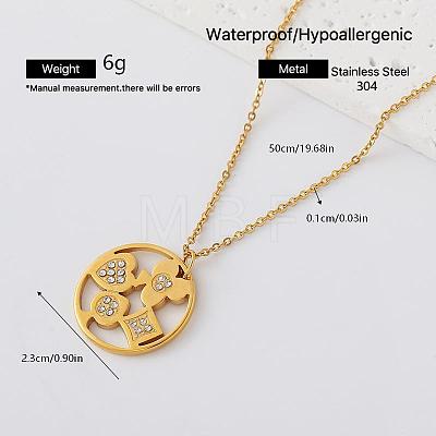 304 Stainless Steel Crystal Rhinestone Pendant Necklaces for Women EI8991-2-1