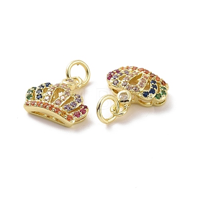 Brass Micro Pave Colorful Cubic Zirconia Charms KK-E068-VF131-1
