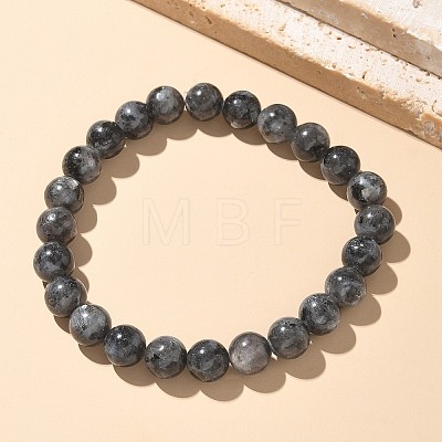 Natural Larvikite Bead Stretch Bracelets X-BJEW-K212-B-046-1