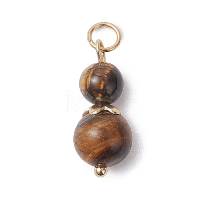 3Pcs 3 Styles Synthetic Citrine & Natural Topaz Jade & Yellow Jade Round Beaded Pendants PALLOY-JF04701-03-1