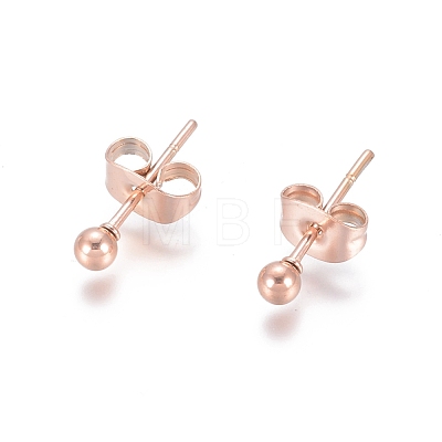 Ion Plating(IP) 304 Stainless Steel Stud Earrings EJEW-L215-57A-RG-1