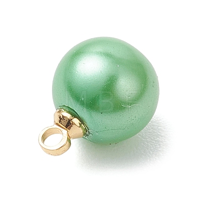 Baking Paint Pearlized Glass Pearl Round Charms PALLOY-JF04787-1