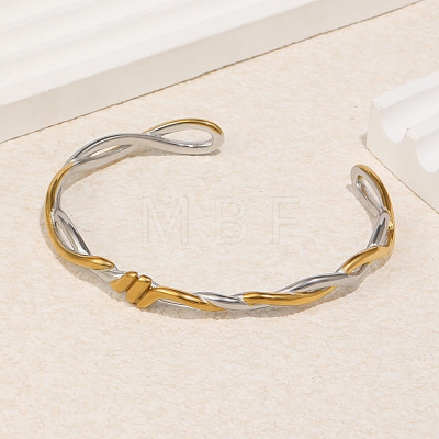 Duo Tone 304 Stainless Steel Twisted Open Cuff Bangles SA-CBA3E4B-03GP-1