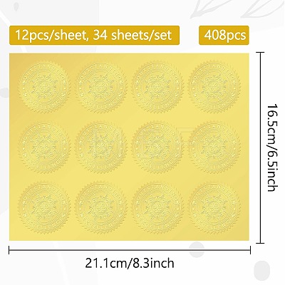 34 Sheets Self Adhesive Gold Foil Embossed Stickers DIY-WH0509-003-1