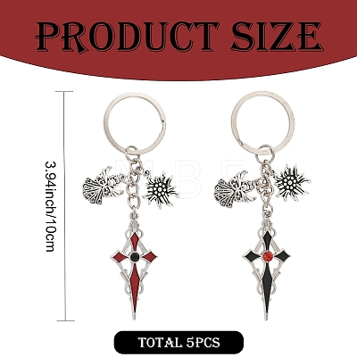 5Pcs Alloy Rhinestone Keychains KEYC-YW00288-01-1