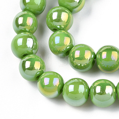 Electroplate Opaque Glass Beads Strands GLAA-T032-P8mm-AB06-1