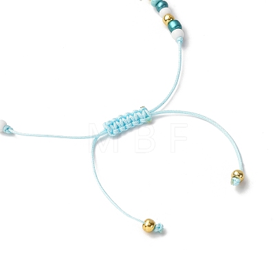 Handmade Evil Eye Lampwork & Glass Seed Beads Braided Bead Bracelets for Women BJEW-JB12363-1