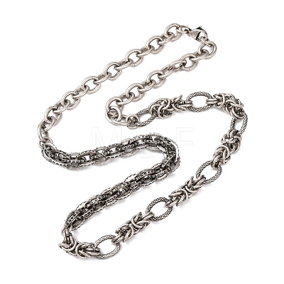 Vintage 304 Stainless Steel Mixed Chain Necklaces NJEW-C115-11AS-1