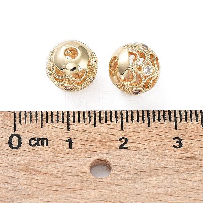 Rack Plating Brass Micro Pave Clear Cubic Zirconia Beads KK-B078-10A-G14-1