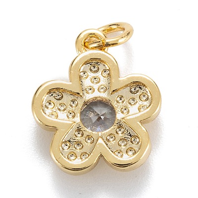 Brass Cubic Zirconia Charms KK-G399-06C-1