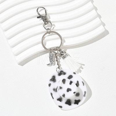 Plastic & Alloy & Faux Suede Tassel Pendant Keychains KEYC-YW00304-01-1