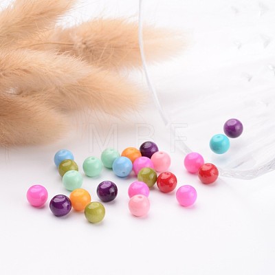 Eco-Friendly Round Baking Paint Glass Beads X-HY-A003-6mm-M-1