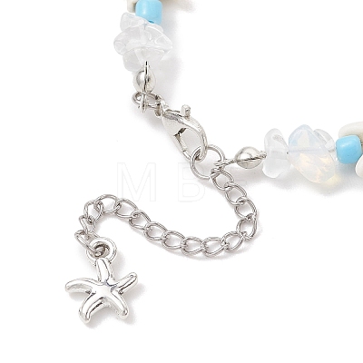 Synthetic Turquoise & Opalite & Glass Seed Bead Bracelets for Women BJEW-JB13228-1