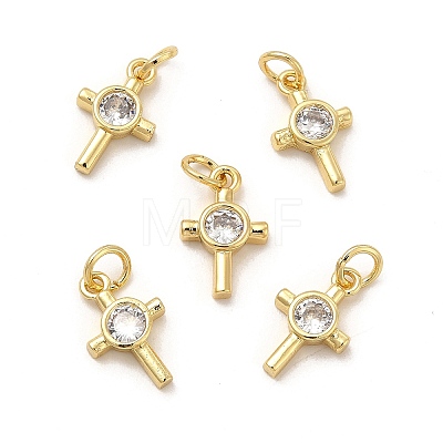 Brass Micro Pave Cubic Zirconia Charms KK-E068-VB240-1