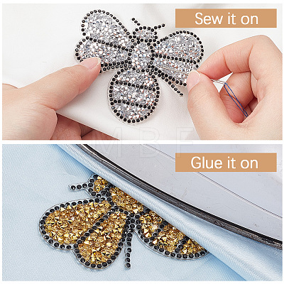 8Pcs 4 Colors Rhinestones Sew on/Iron on Patches DIY-GF0014-04-1