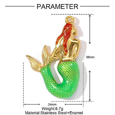304 Stainless Steel Enamel Pendants STAS-OY002-43G-1