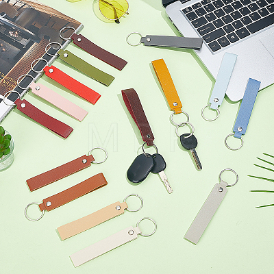 15Pcs 15 Colors PU Leather Keychains KEYC-GA0001-56-1