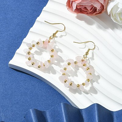 Natural Rose Quartz Dangle Earrings EJEW-JE06000-1