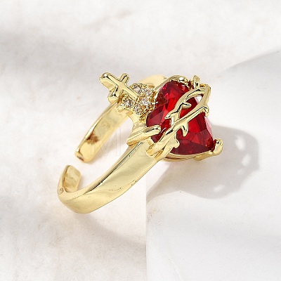 Brass Micro Pave Cubic Zirconia Open Cuff Rings RJEW-P178-02A-G-1