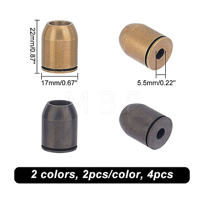  4Pcs 2 Colors Bullet Shaped Brass Beads KK-NB0002-97-1