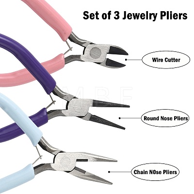 3Pcs 3 Styles 45# Steel Jewelry Pliers PT-FS0001-01-1