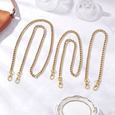 3Pcs 3 Sizes 304 Stainless Steel Curb Chain Purse Chains AJEW-BA00160-1