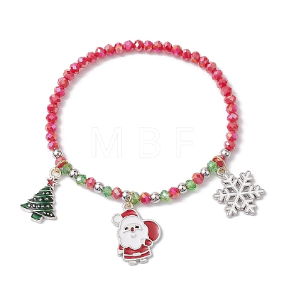 3Pcs 3 Styles Christmas Theme Glass Beaded Stretch Bracelet Sets for Women BJEW-TA00534-1